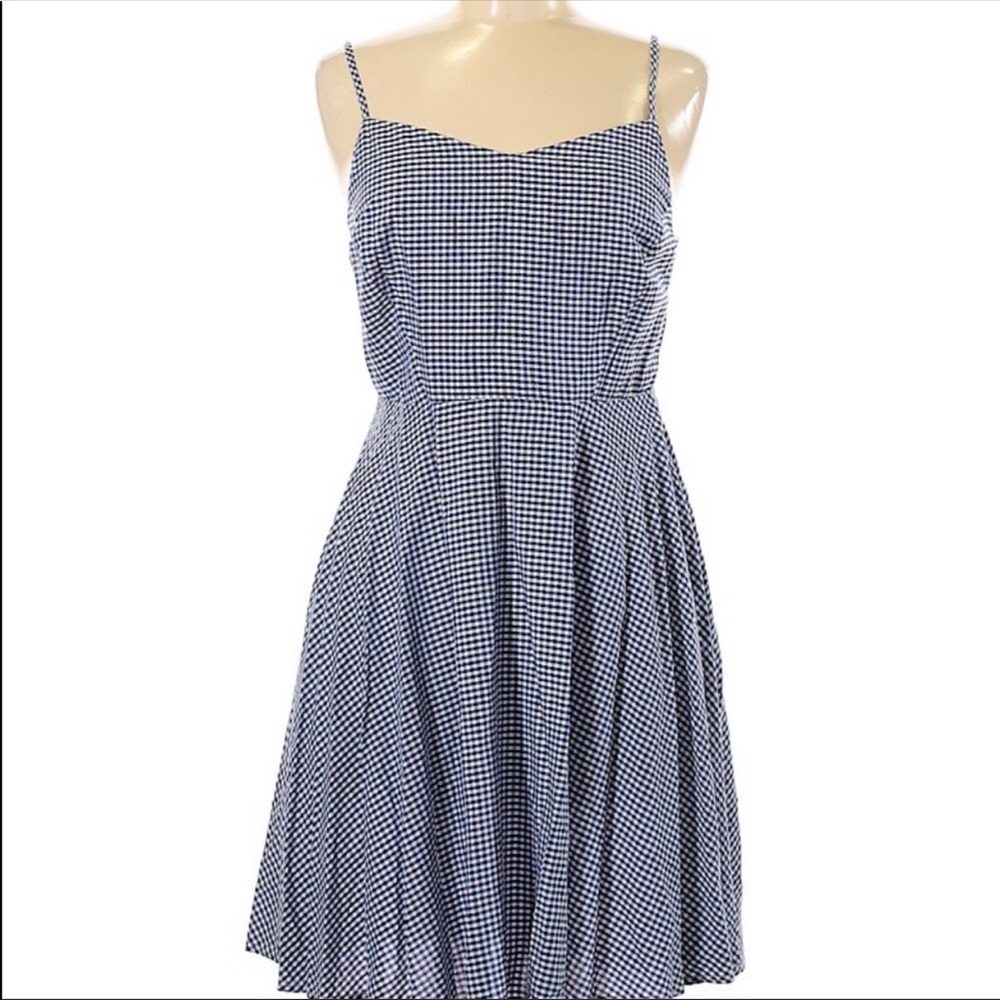 Blue and White Plaid A-Line Flowy Dress
